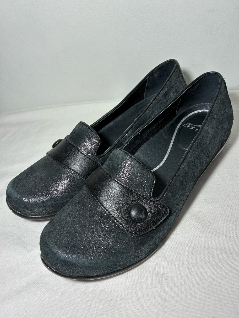 Dansko Olena Comfort Loafer Black Metallic Foil Leather Sz. 40 US 10
